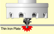 When the center drill passes through the work material, the stepped portion dampens impacts.