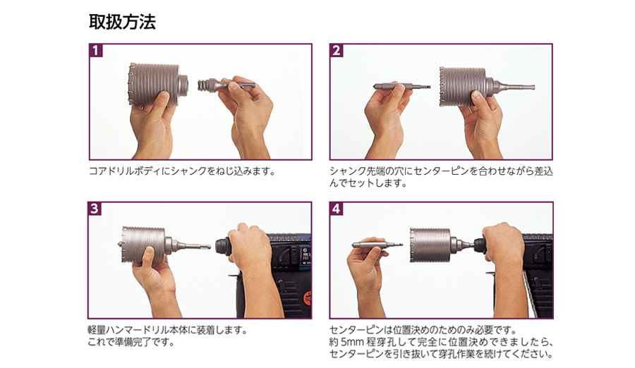 unica ユニカ ハンマードリル用コアドリル ボディ 打撃+回転用 HCタイプ 口径105mm HC-105B 切削、切断、穴あけ